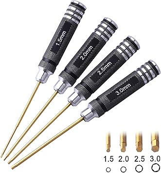 Hobbypark 1.5mm 2.0mm 2.5mm 3.0mm Hex Screw Driver Set Titanium Hexagon Screwdriver Wrench Tool Kit