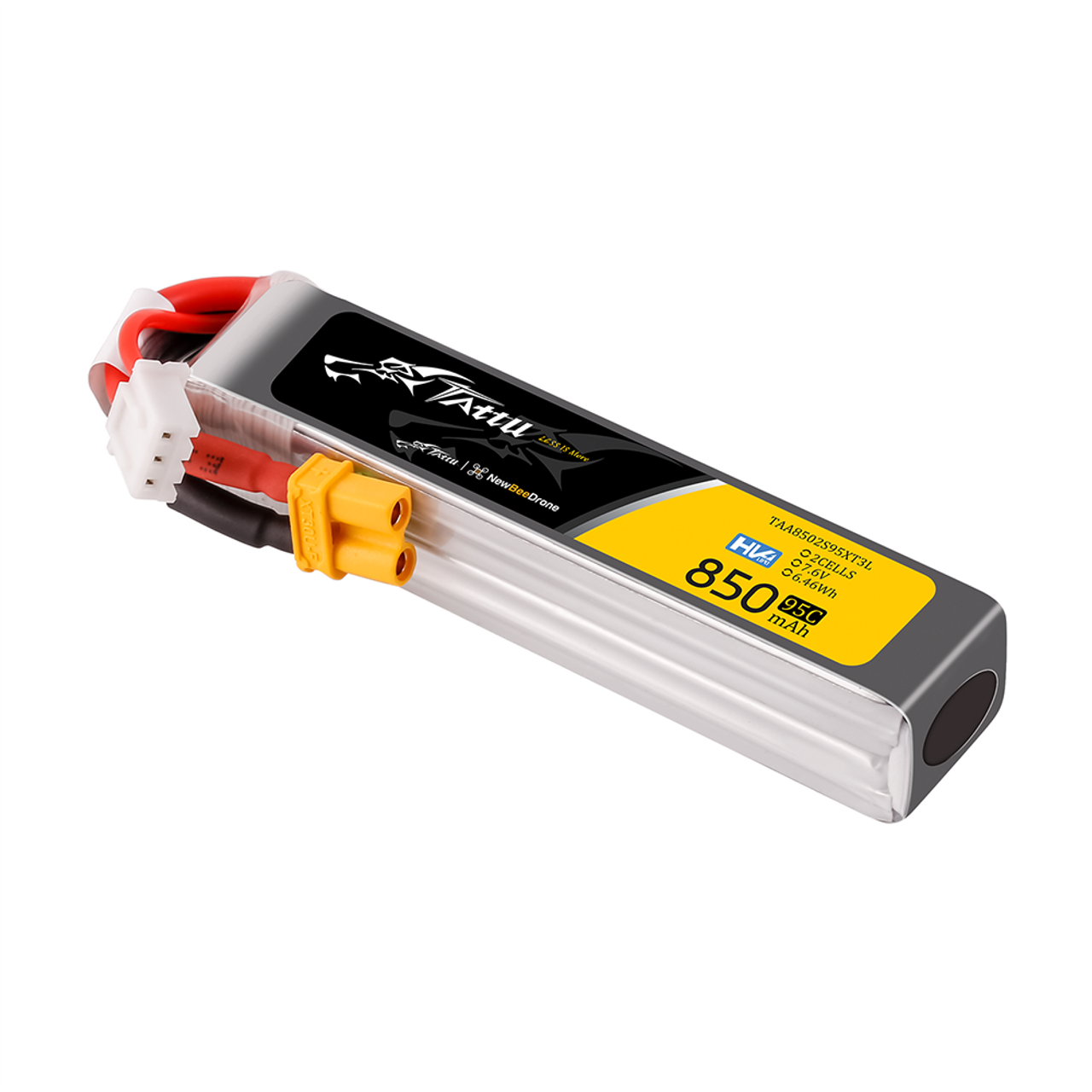 Tattu 850mAh 2S 7.6V HV 95C Lipo Battery Long Pack with XT30 plug