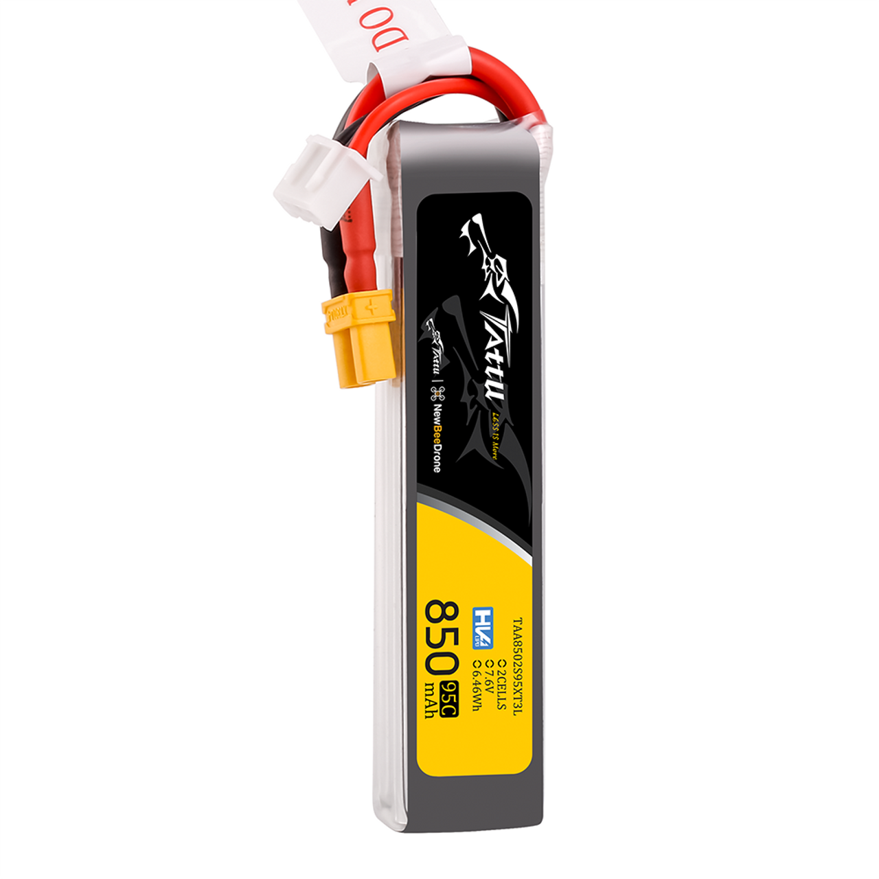 Tattu 850mAh 2S 7.6V HV 95C Lipo Battery Long Pack with XT30 plug