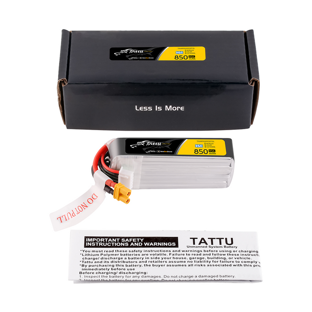 Tattu 850mAh 4S 95C 15.2V HV Lipo Battery Long Pack with XT30 Plug