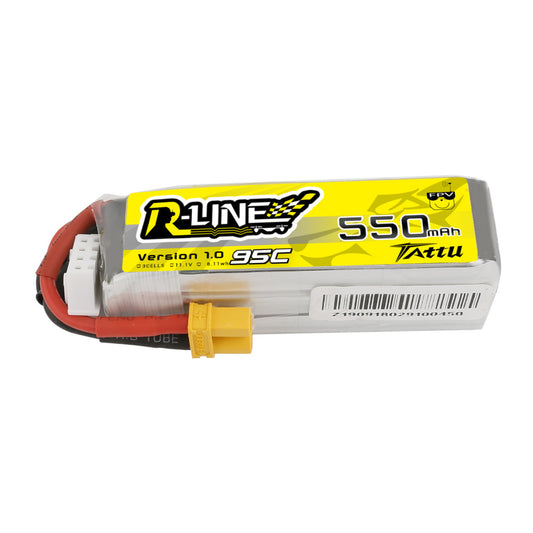 Tattu 550mAh 3S 11.1V 95C R-Line Lipo Battery Pack with XT30 Plug