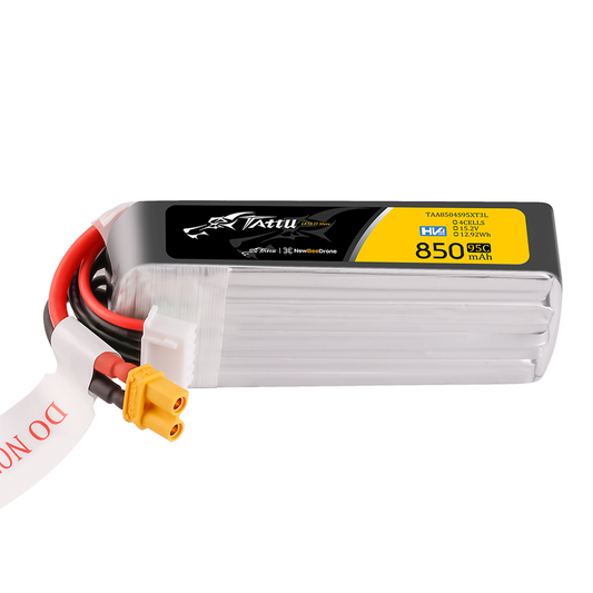 Tattu 850mAh 4S 95C 15.2V HV Lipo Battery Long Pack with XT30 Plug