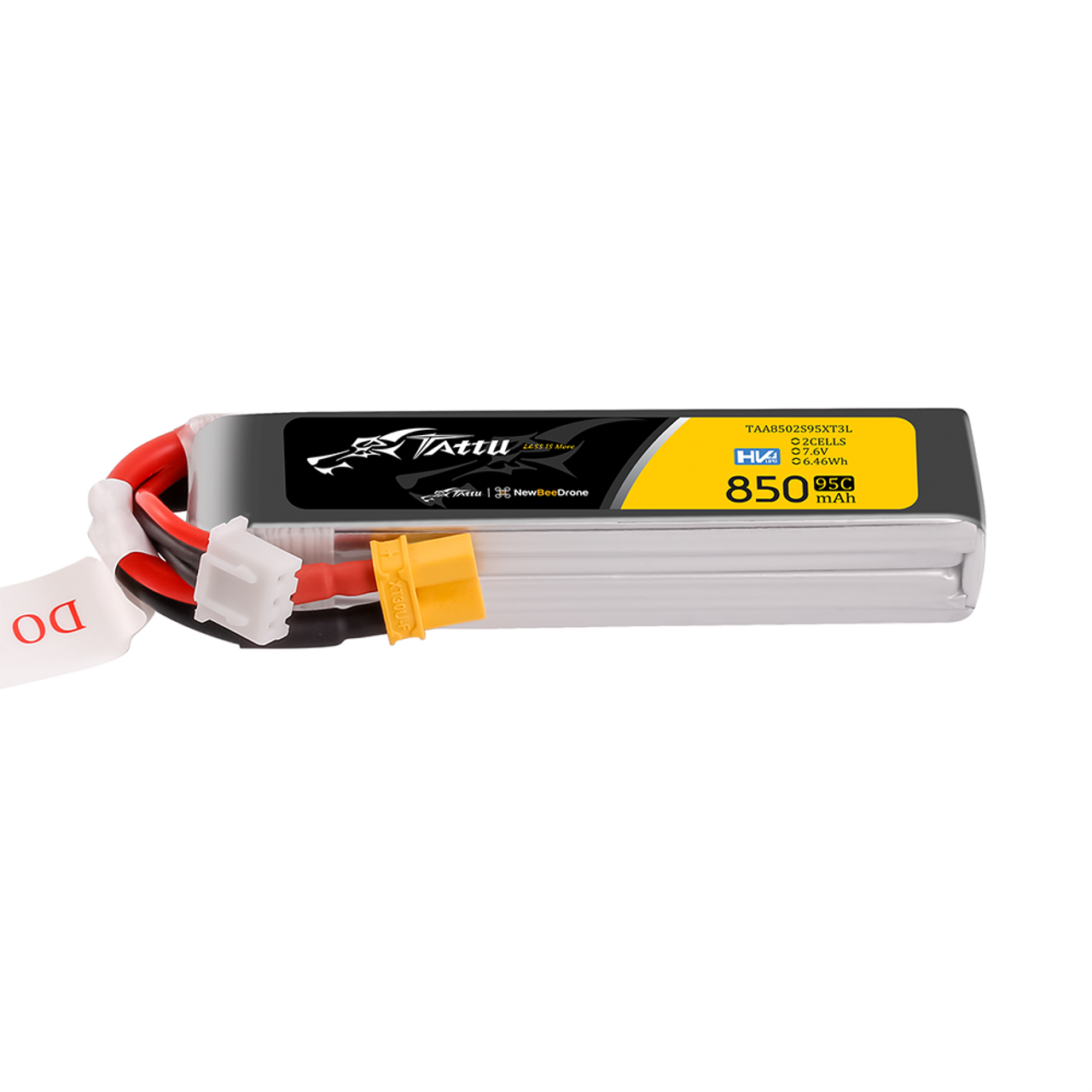 Tattu 850mAh 2S 7.6V HV 95C Lipo Battery Long Pack with XT30 plug