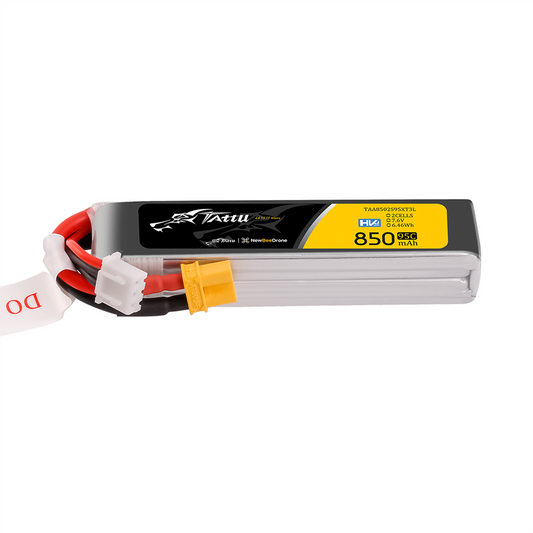 Tattu 850mAh 2S 7.6V HV 95C Lipo Battery Long Pack with XT30 plug