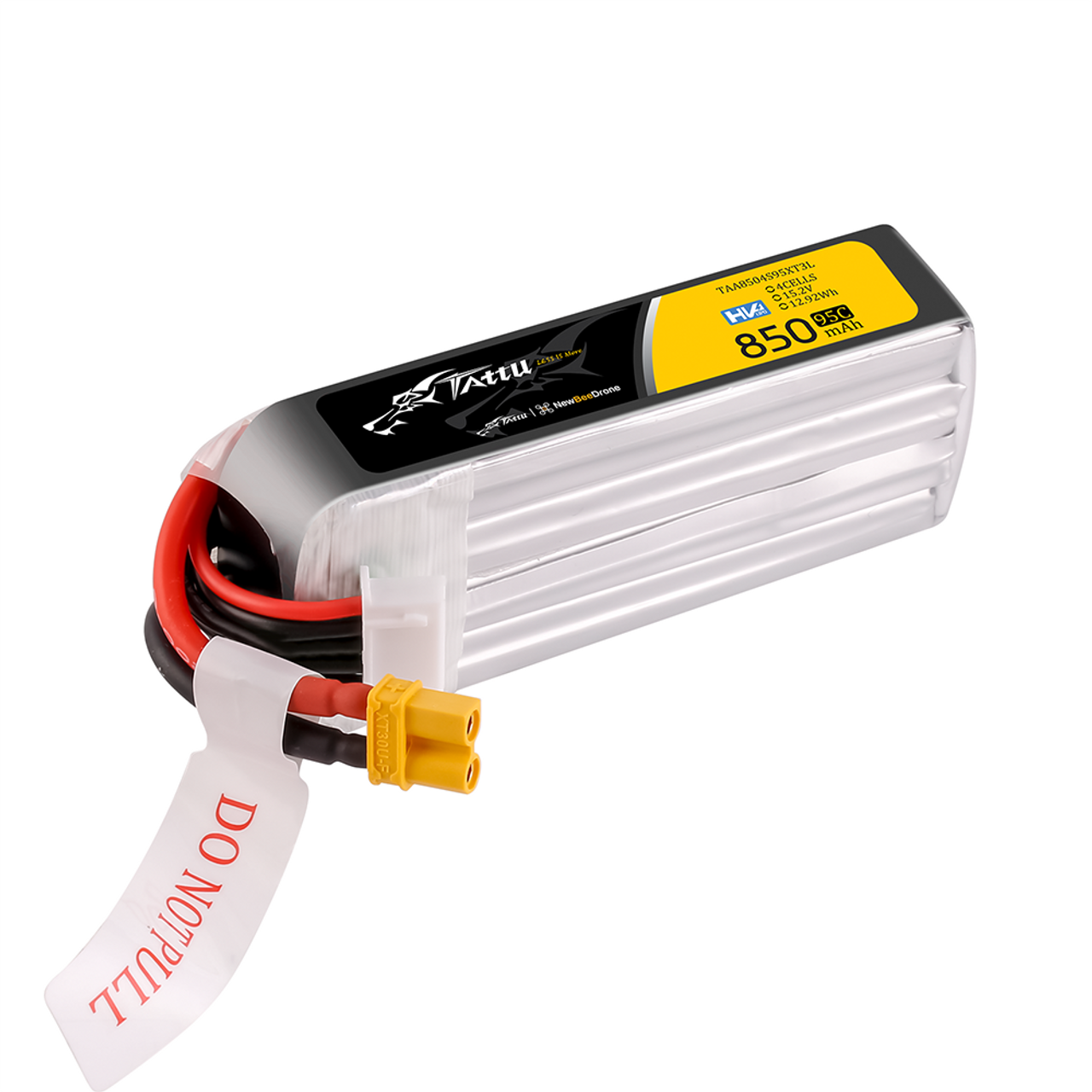 Tattu 850mAh 4S 95C 15.2V HV Lipo Battery Long Pack with XT30 Plug