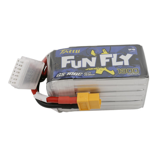 Tattu 1300mAh 6S 100C 22.2V FunFly lipo battery pack with XT60 Plug