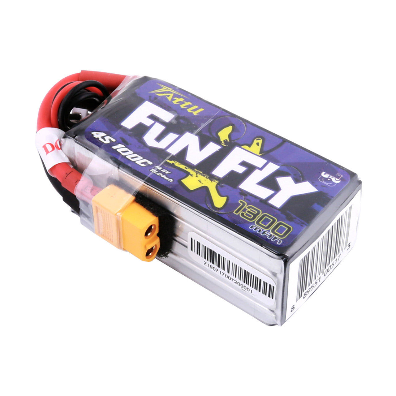 Tattu 1300mAh 4s 100C 14.8V FunFly lipo battery pack with XT60 Plug