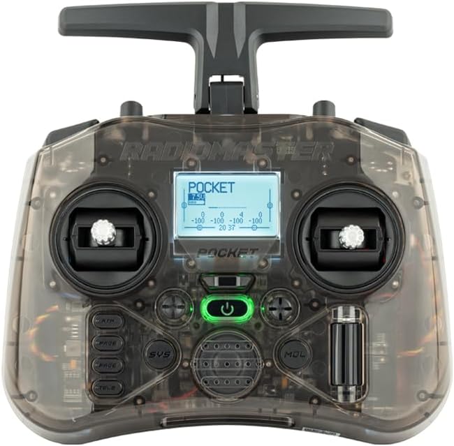 RadioMaster Pocket Portable Remote Controller Hall Gimbal EdgeTX Built in LED Light Mode 2 (Charcoal, ELRS)