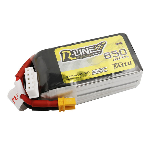 Tattu 650mAh 4s 14.8V 95C R-Line Lipo Battery Pack with XT30 Plug